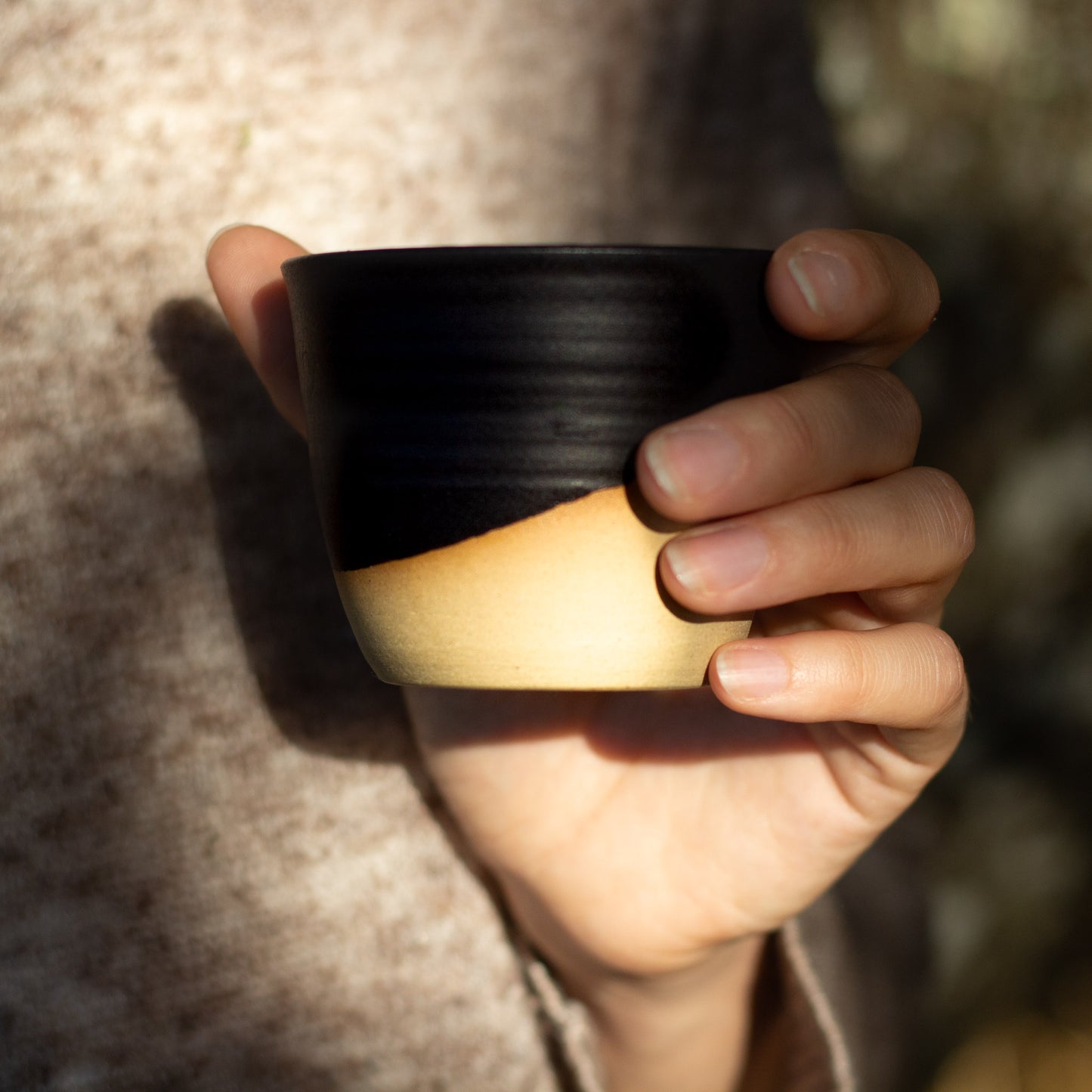 CERAMIC CUPS WITHOUT HANDLE - BLACK