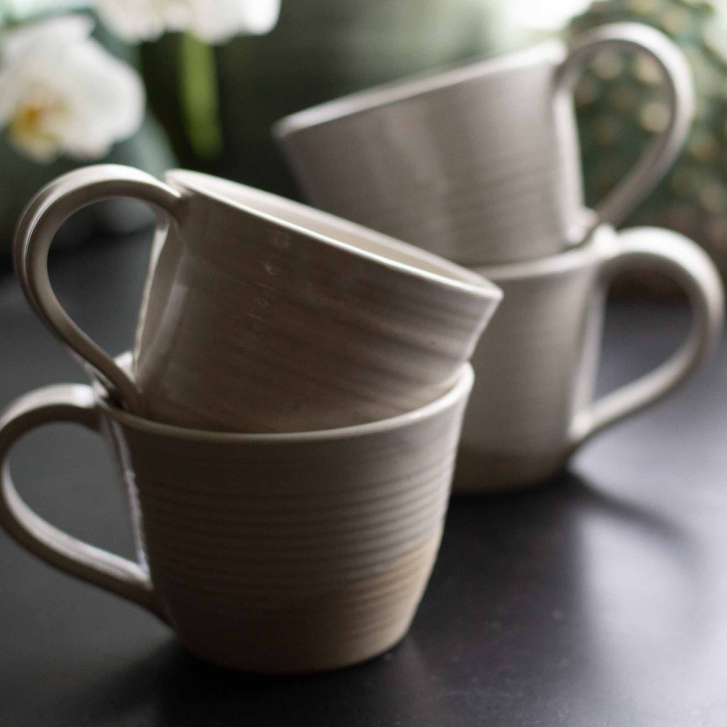 HANDMADE CERAMIC COFFEE CUPS WITH HANDLES