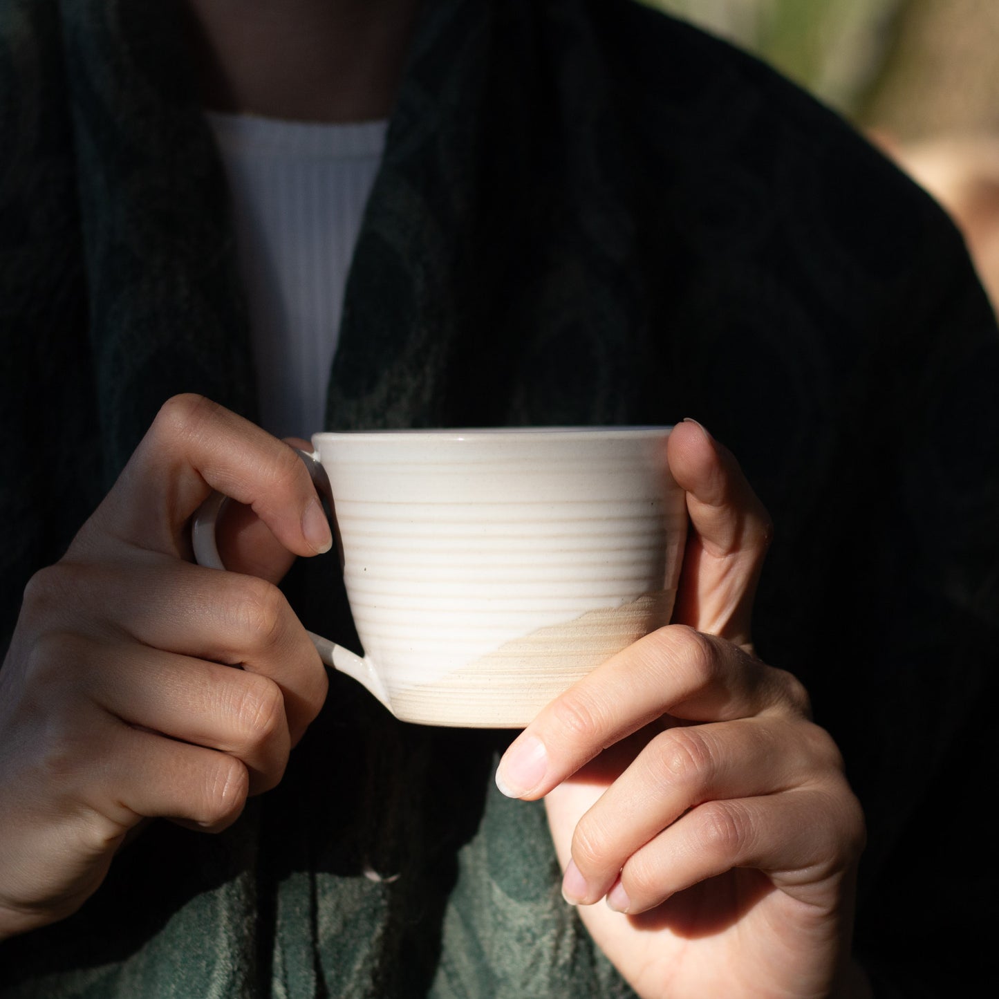 HANDMADE CERAMIC COFFEE CUPS WITH HANDLES