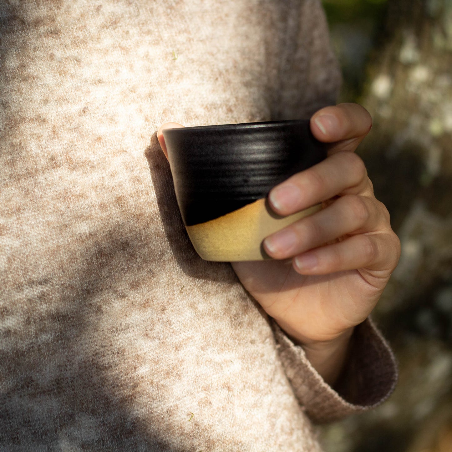 CERAMIC CUPS WITHOUT HANDLE - BLACK