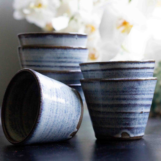 CERAMIC CUPS WITHOUT HANDLES - NORDIC BLUE - CONNECTION