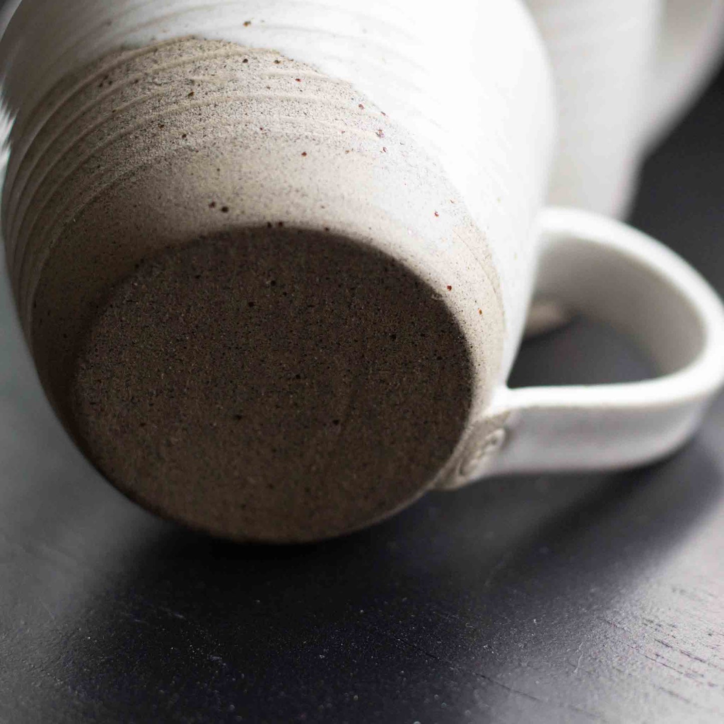 RUSTIC STONEWARE CUPS WITH HANDLES - WHITE