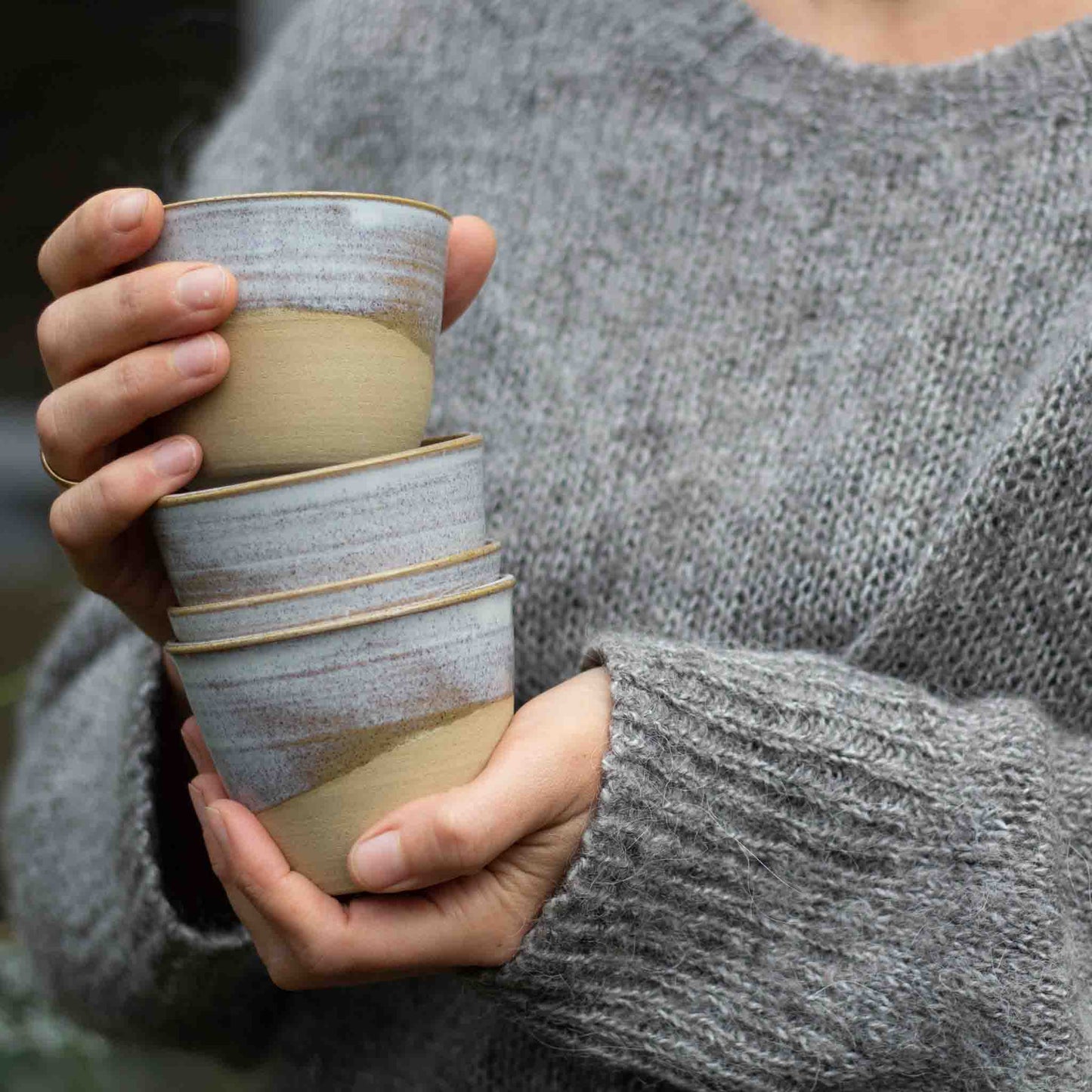 CERAMIC CUPS WITHOUT HANDLES - NORDIC WHITE